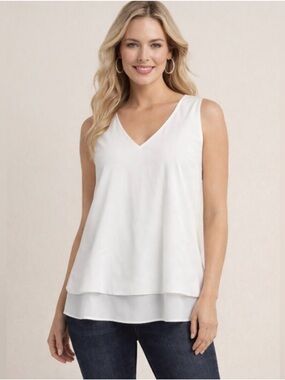 Michael Kors White Double-Layer V-Neck Camisole Top